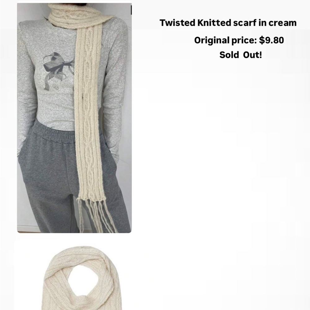 Elegant Cream Knit Scarf